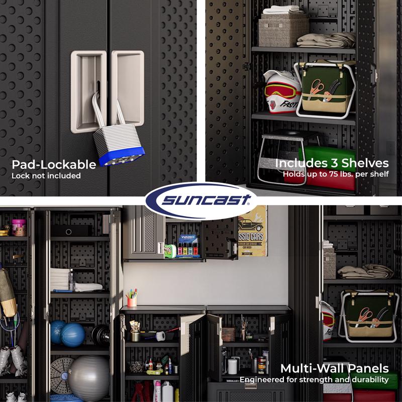 Suncast Cabinet 80.25 in. H X 40 in. W X 20.25 in. D Black Resin 2-Door Cabinet