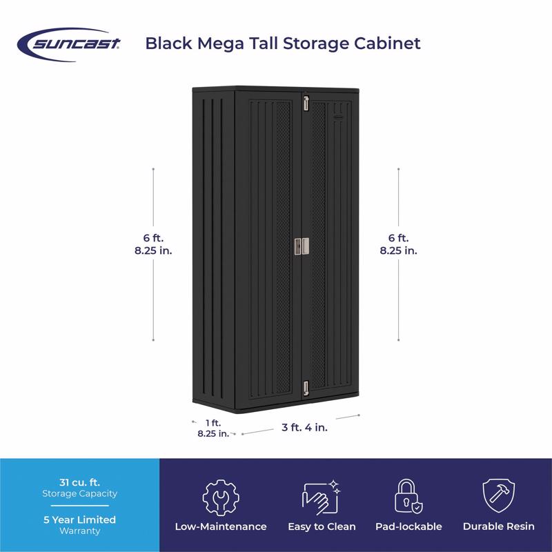 Suncast Cabinet 80.25 in. H X 40 in. W X 20.25 in. D Black Resin 2-Door Cabinet