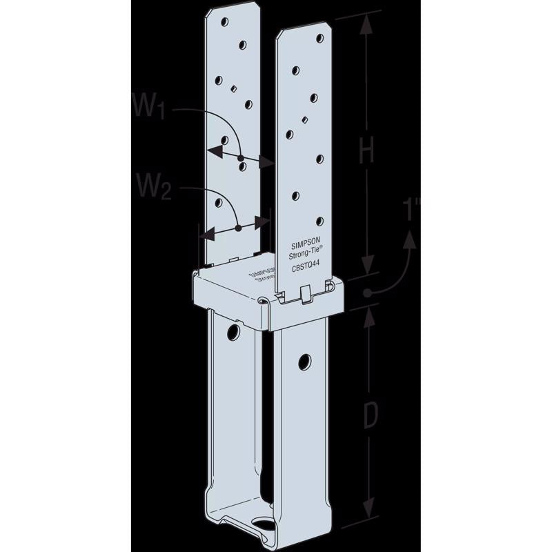 Simpson Strong-Tie 16.6 in. H X 3.56 in. W Galvanized Steel Column Base