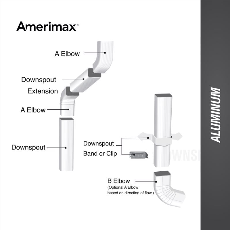 Amerimax 2 in. H X 3 in. W X 48 in. L White Aluminum Rectangular Downspout