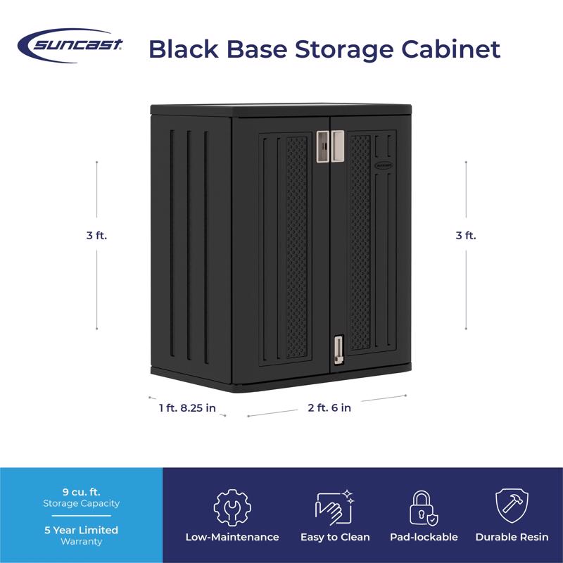 Suncast Cabinet 36 in. H X 30 in. W X 20.25 in. D Black Resin 2-Door Cabinet
