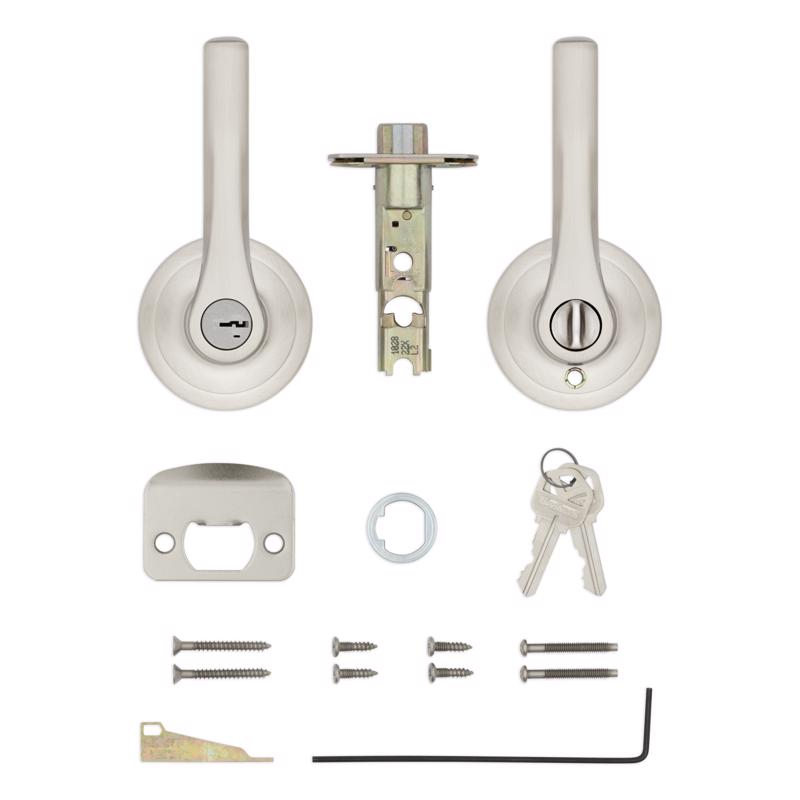 Kwikset Henley Satin Nickel Entry Lockset KW1 1-3/4 in.