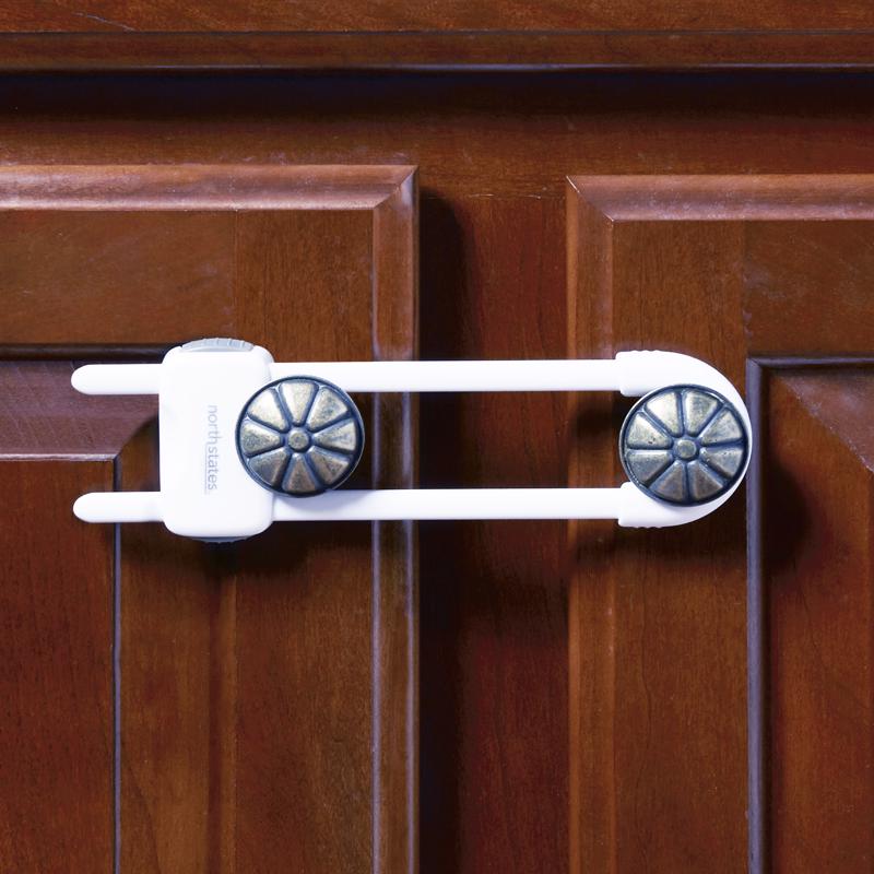 Toodleroo North States White Plastic Cabinet Locks 3 pk