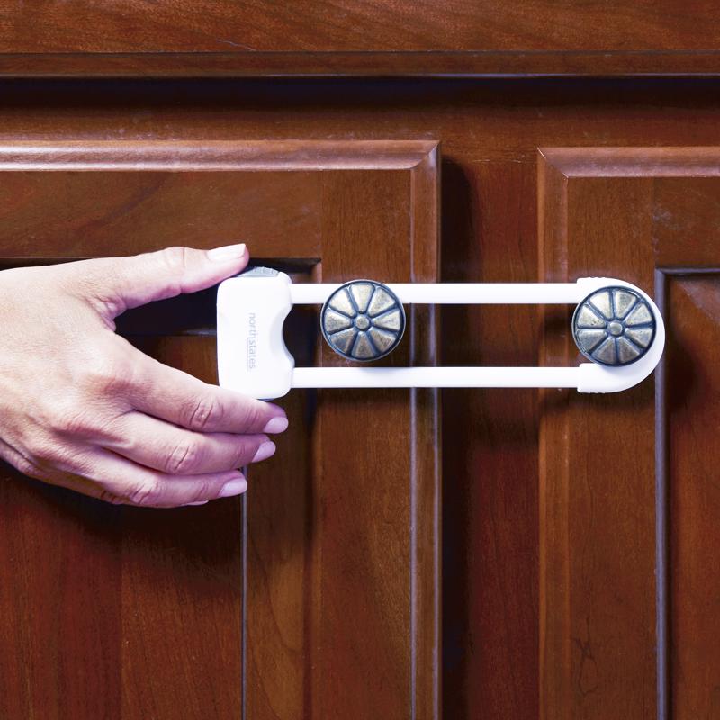 Toodleroo North States White Plastic Cabinet Locks 3 pk