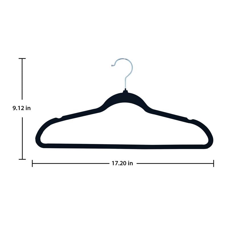 ClosetSelect 9.12 in. H X 17.2 in. W Plastic Black Flocked Hanger 5 pk
