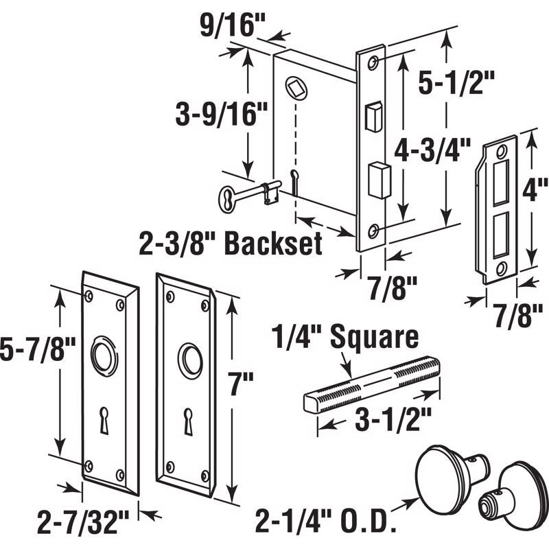 Prime-Line Black Metal Deadbolt Thick Door Kit 1 pc