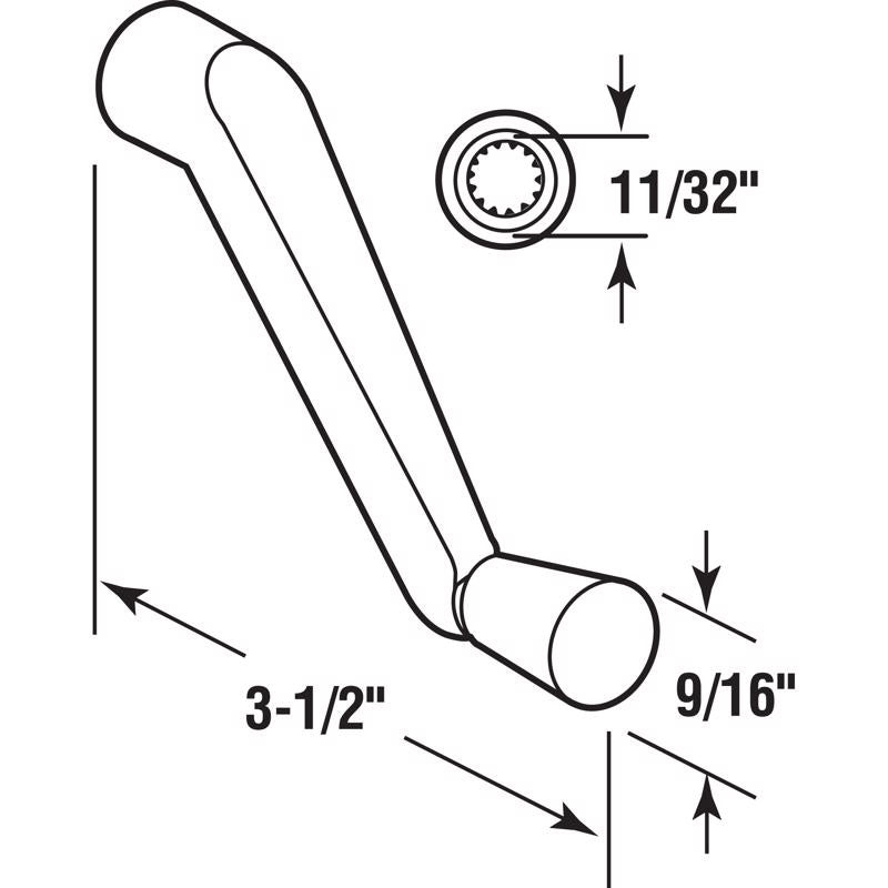 Prime-Line White Metal Single-Arm Casement Crank Handle For Universal