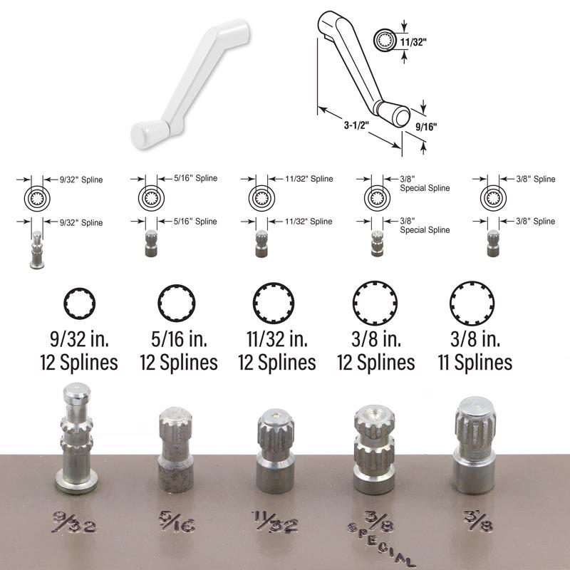 Prime-Line White Metal Single-Arm Casement Crank Handle For Universal