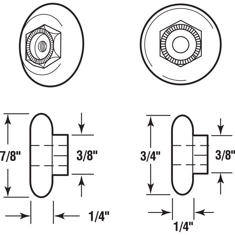 Prime-Line 7/8 in. D X 1 in. L White Nylon/Steel Shower Door Roller 4 pk
