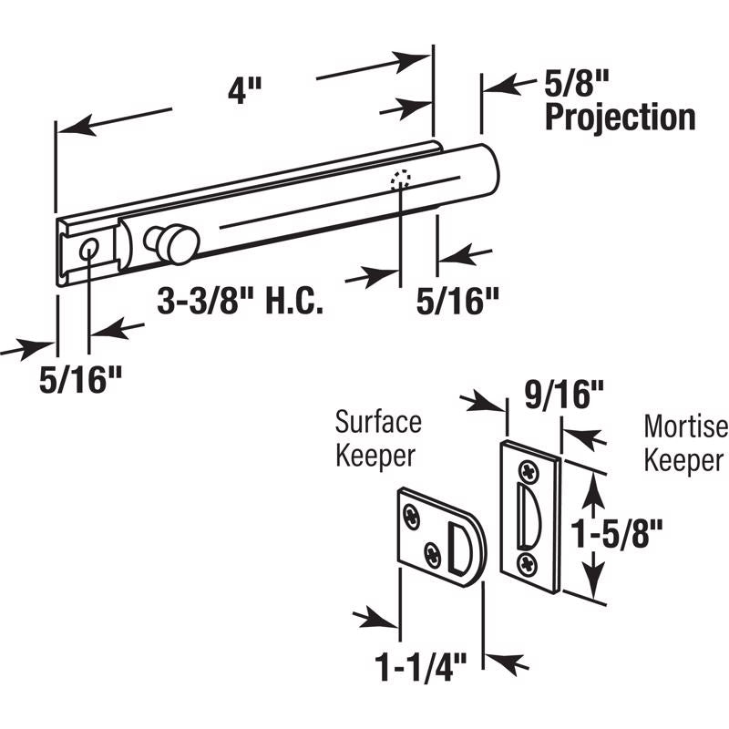 Prime-Line Satin Nickel Solid Brass Surface Bolt
