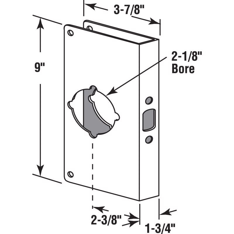 Prime-Line 9 in. H X 3.88 in. L Stainless Steel Door Reinforcer