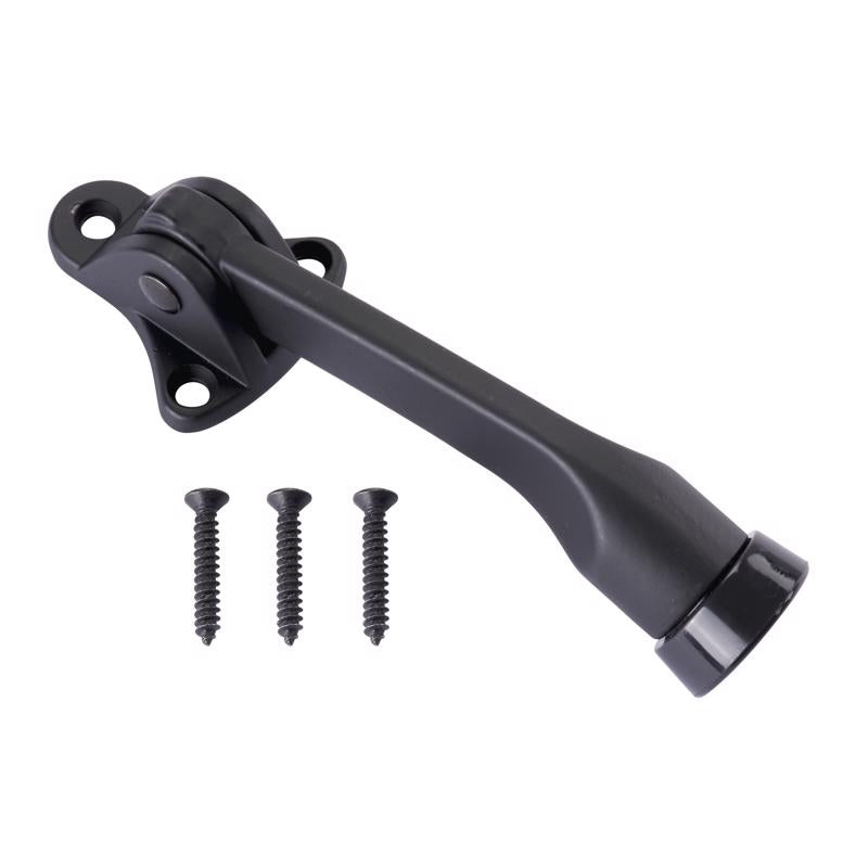 Ace Zinc Matte Black Door Stop Mounts to door 0 in.