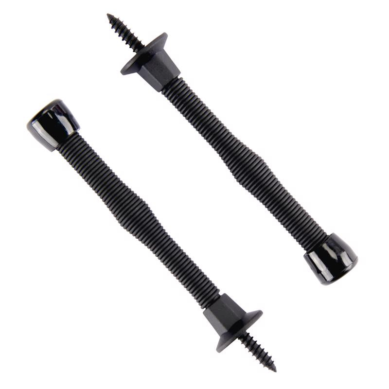 Ace Steel w/Plastic Tip Matte Black Spring Door Stop Mounts to base trim 0 in.