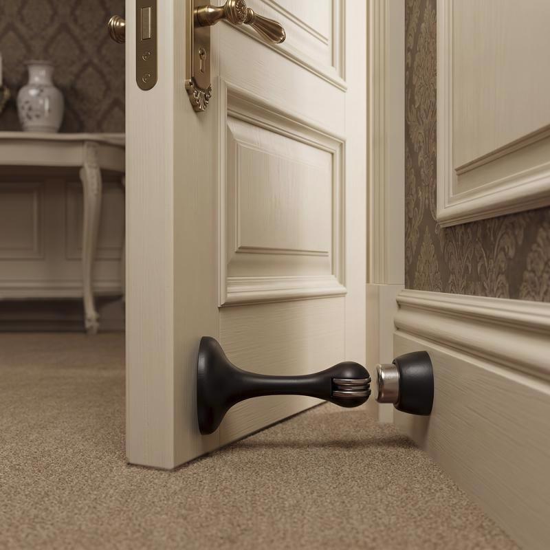 Ace Steel Matte Black Door Stop Mounts to floor 0 in.