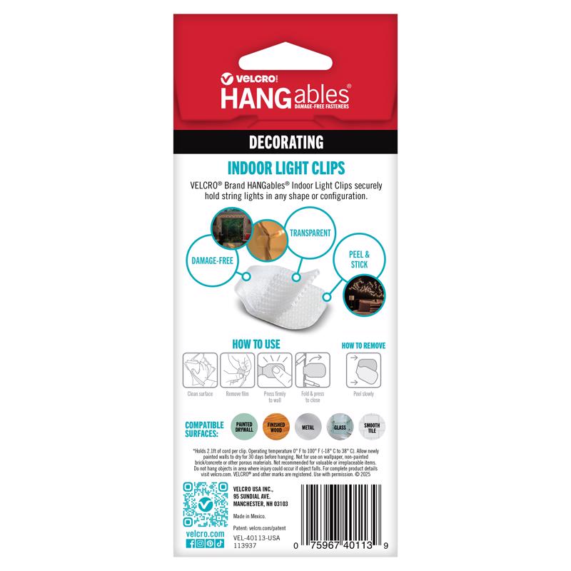 VELCRO Brand Medium Plastic Light Clips 1 pk