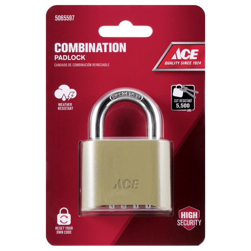 Ace 1-5/8 in. H X 2 in. W X 1 in. L Zinc Alloy 4-Dial Combination Padlock
