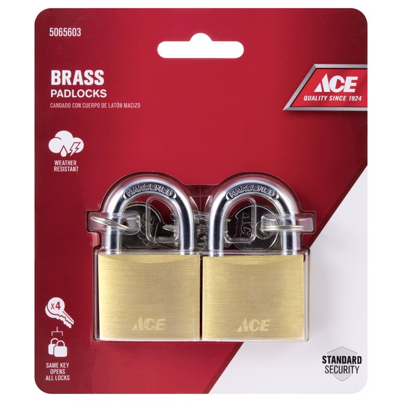 Ace 1-1/4 in. H X 1-1/2 in. W X 1/2 in. L Brass Double Locking Padlock