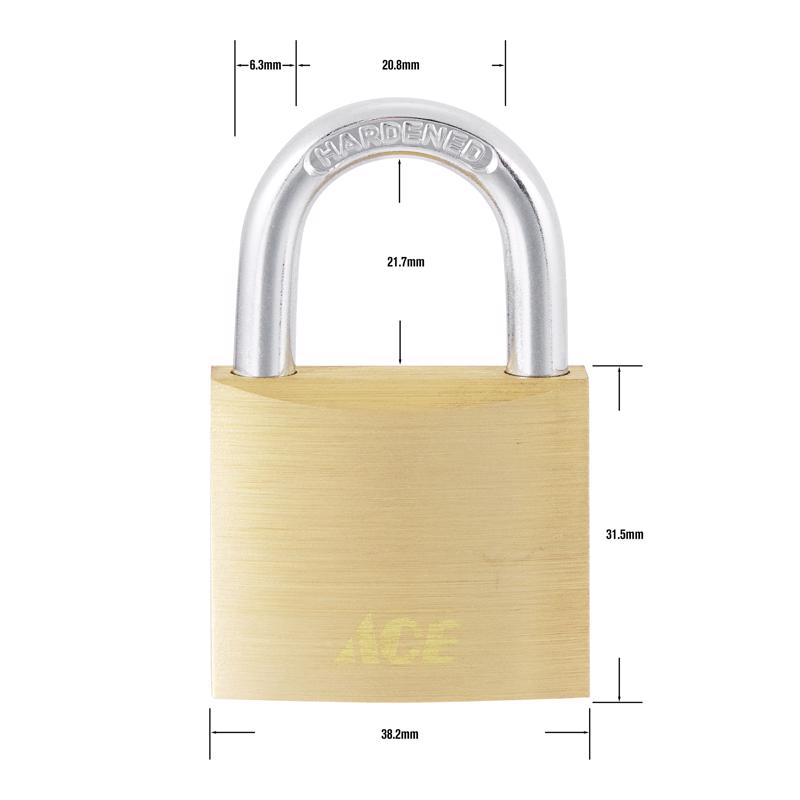Ace 1-1/4 in. H X 1-1/2 in. W X 1/2 in. L Brass Double Locking Padlock