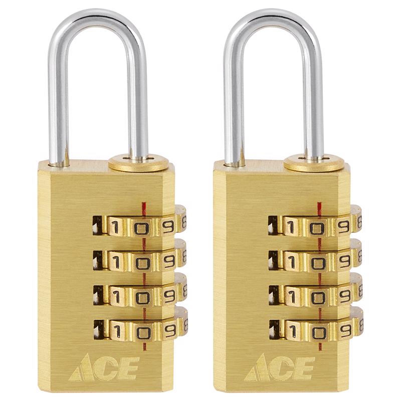 Ace 1-3/8 in. H X 3/4 in. W X 3/8 in. L Brass 4-Dial Combination Padlock