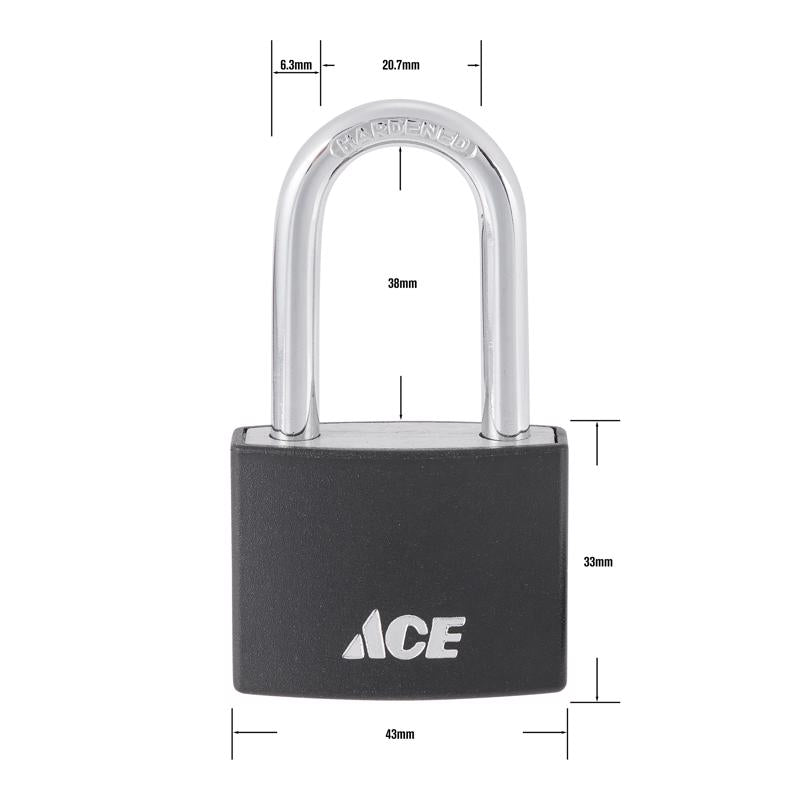 Ace 1-1/4 in. H X 1-1/2 in. W X 5/8 L Aluminum Double Locking Covered Padlock