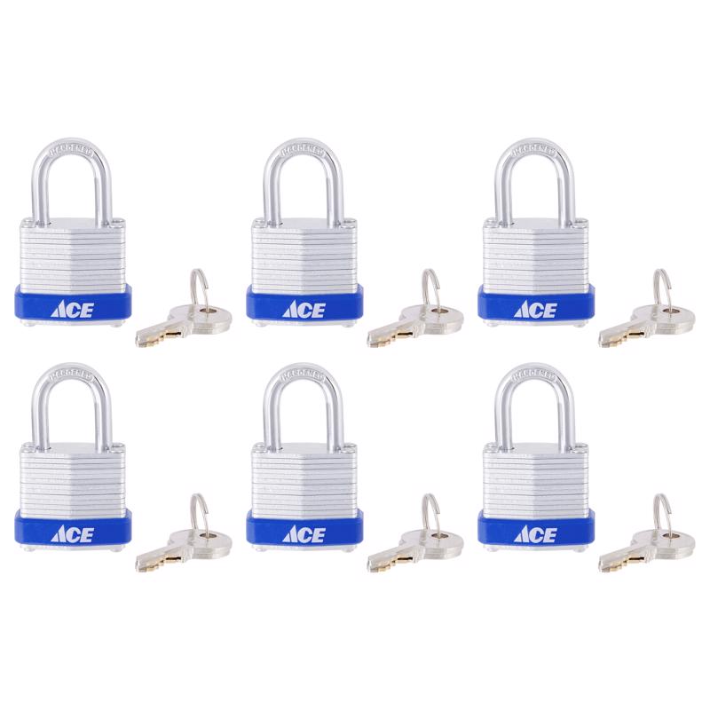 Ace 1-1/8 in. H X 1-1/4 in. W X 13/16 L Laminated Steel 4-Pin Tumbler Padlock