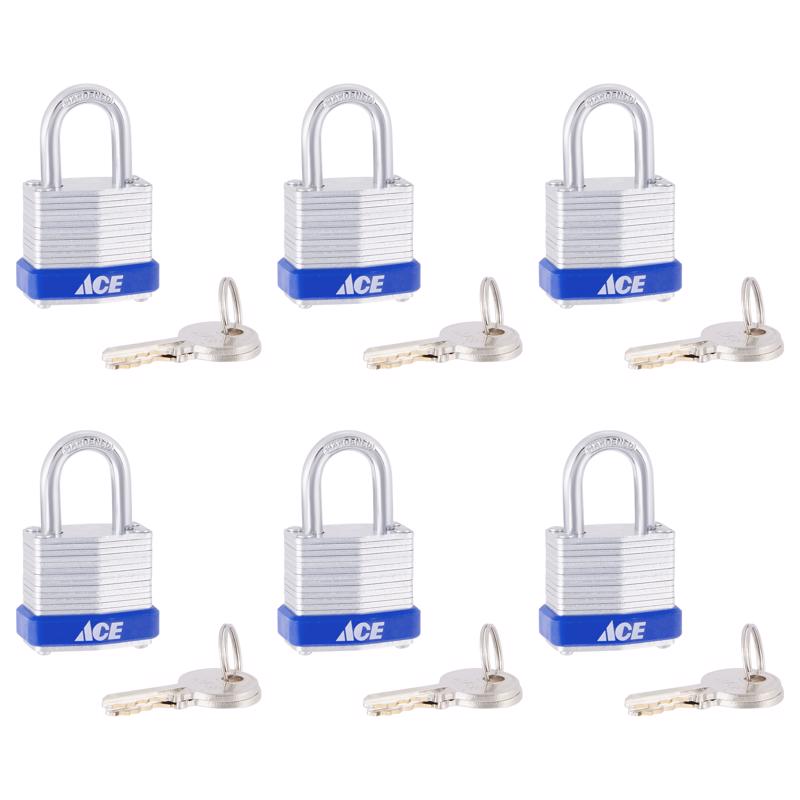 Ace 1-1/8 in. H X 1-1/4 in. W X 13/16 L Laminated Steel 4-Pin Tumbler Padlock