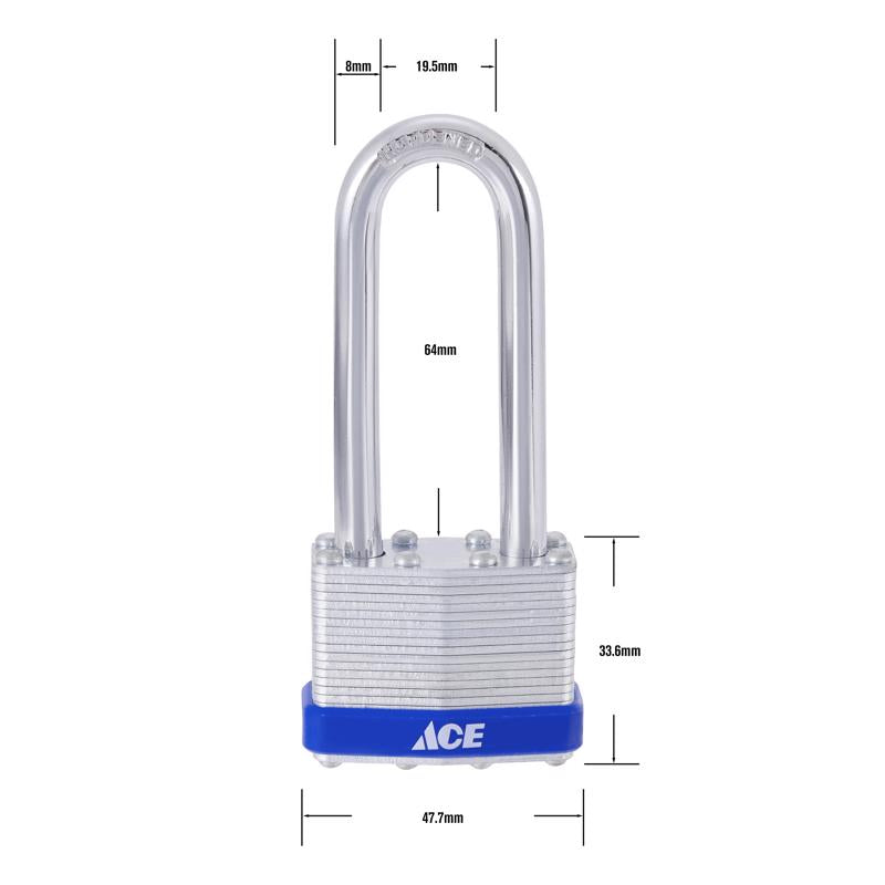 Ace 1-1/2 in. H X 1-3/4 in. W X 1 L Laminated Steel 4-Pin Tumbler Padlock
