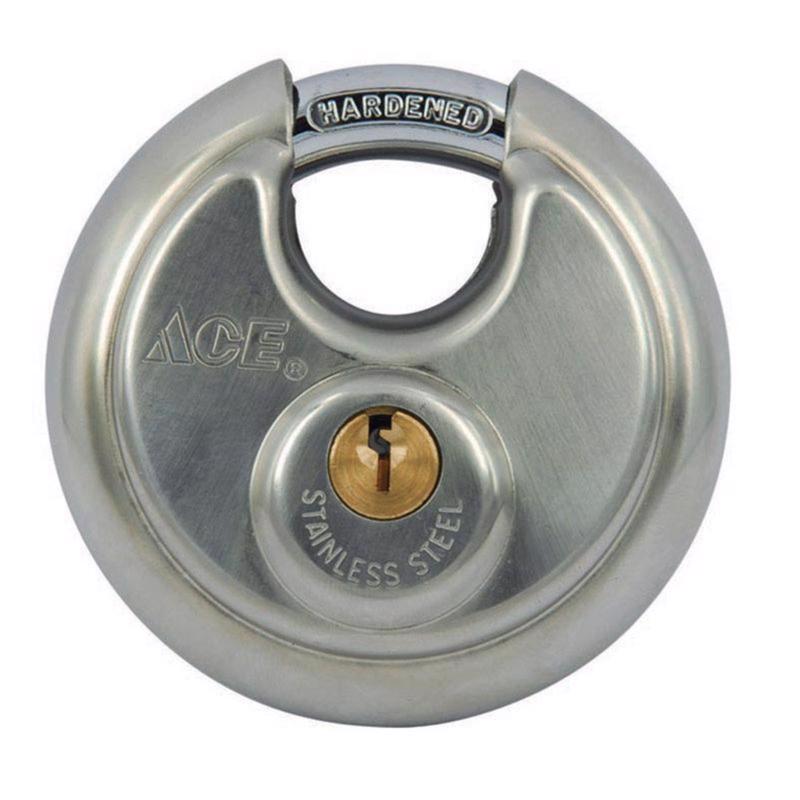 Ace 1-3/4 in. H X 2-3/4 in. W X 1-1/8 in. L Stainless Steel 4-Pin Cylinder Disk Padlock