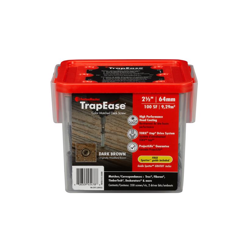 FastenMaster TrapEase No. 8 each X 2-1/2 in. L Dark Brown Torx Ttap Button Head Composite Deck Screw