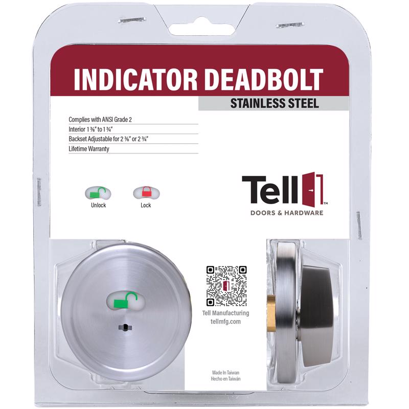 Tell Manufacturing Satin Chrome Stainless Steel Indicator Deadbolt