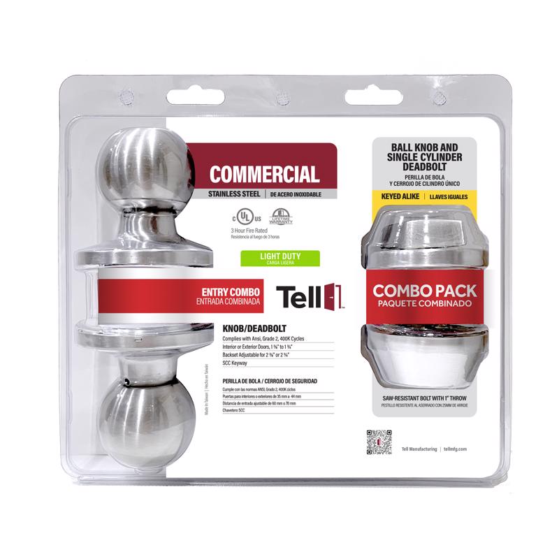 Tell Manufacturing Stainless Steel Deadbolt and Entry Door Knob N/A 1-3/4 in.