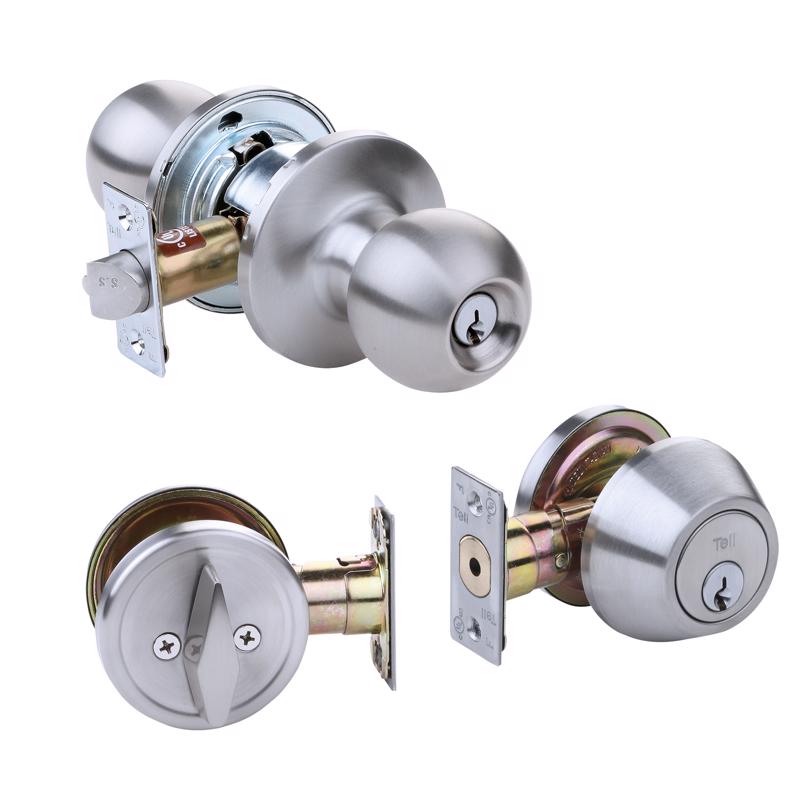Tell Manufacturing Stainless Steel Deadbolt and Entry Door Knob N/A 1-3/4 in.