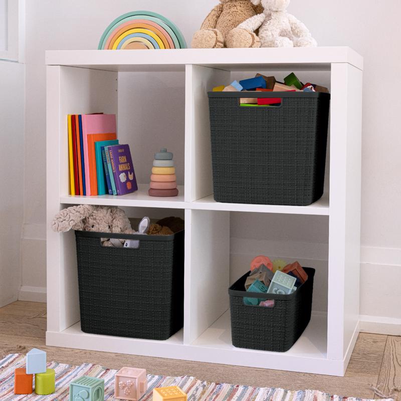 Curver Large 18 L Black Woven Basket 9.1 in. H X 11.0 in. W X 14.2 in. D