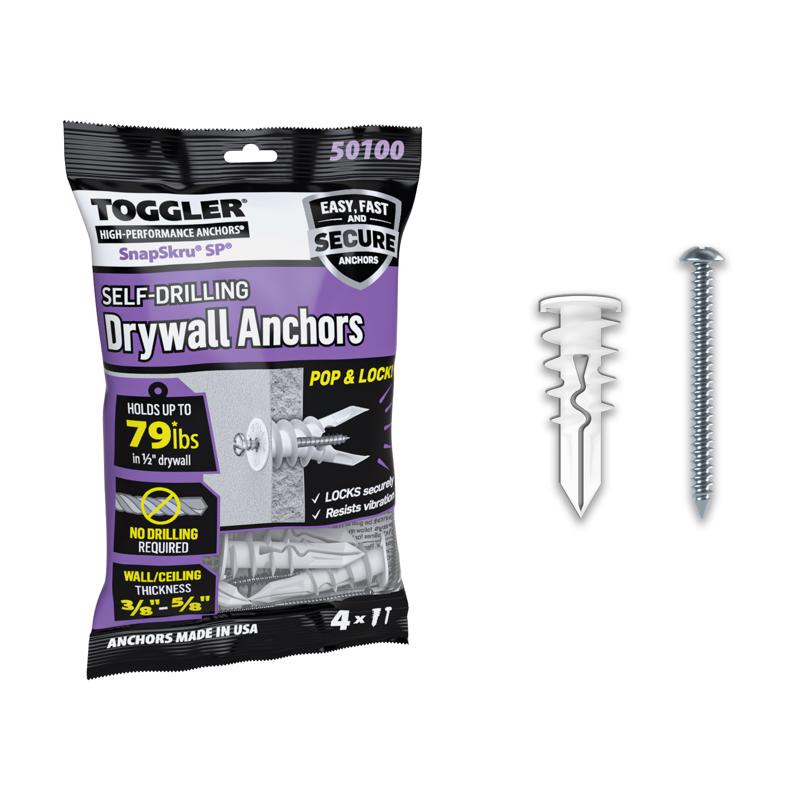 Toggler 5/8 in. D X 1-5/8 in. L Nylon Phillips Head Drywall Anchors 4 pc