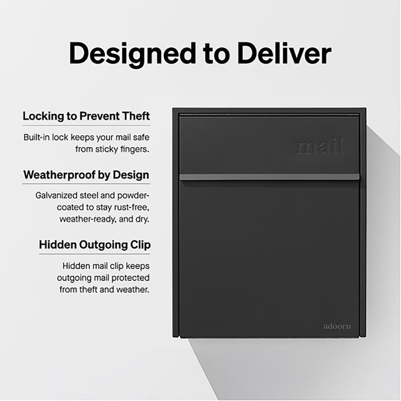 Adoorn Galvanized Steel Wall Mount Black Mailbox