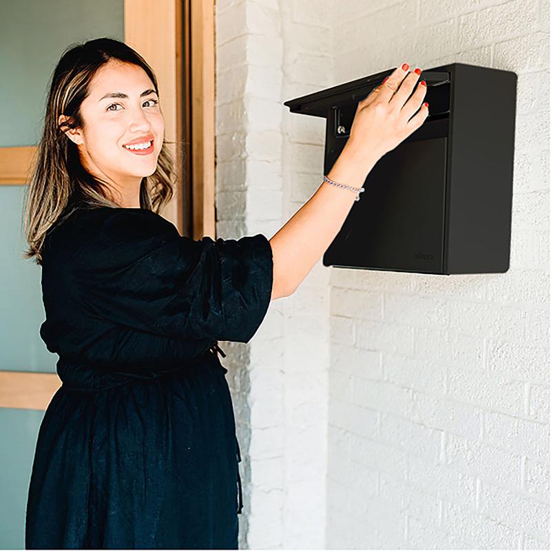 Adoorn Locking Galvanized Steel Wall Mount Black Mailbox