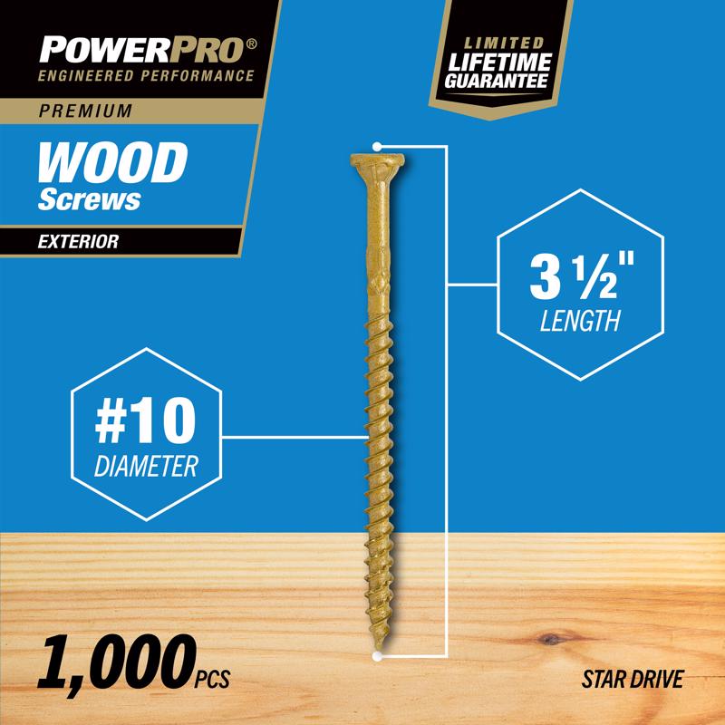 Power Pro No. 10 Ga. X 3-1/2 in. L Bronze Star Flat Head Deck Screws