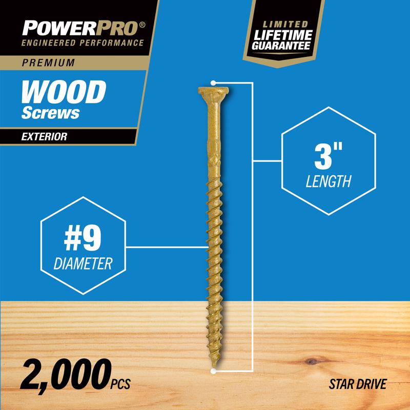 Power Pro No. 9 Ga. X 3 in. L Bronze Star Flat Head Deck Screws