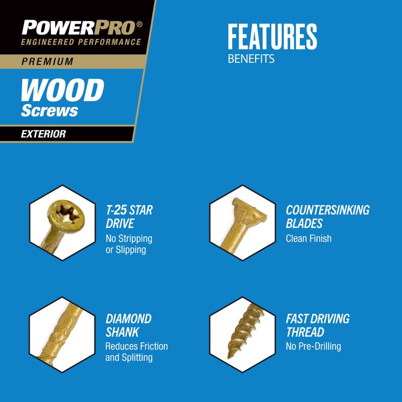Power Pro No. 9 Ga. X 3 in. L Bronze Star Flat Head Deck Screws