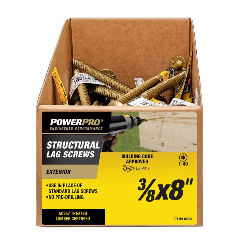 PowerPro 3/8 in. X 8 in. L Star Carbon Steel Lag Screw 1 pk