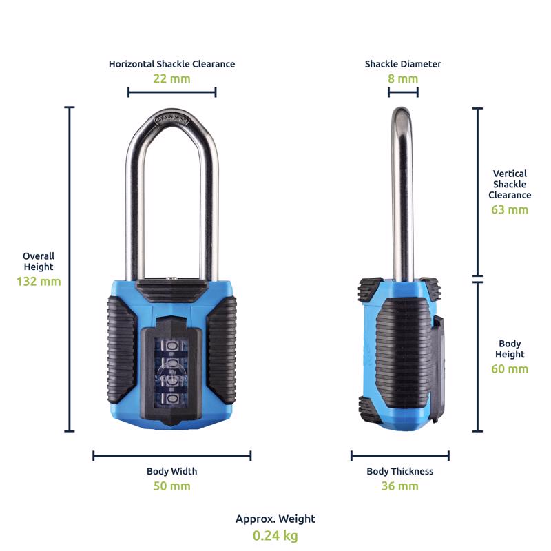 Squire 5.19 in. H X 1.96 in. W X 1.41 in. L Stainless Steel 4-Dial Combination Marine Padlock