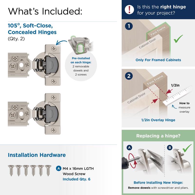 Amerock 2-1/4 in. W X 2-13/16 in. L Steel Cabinet Hinge 1 pk