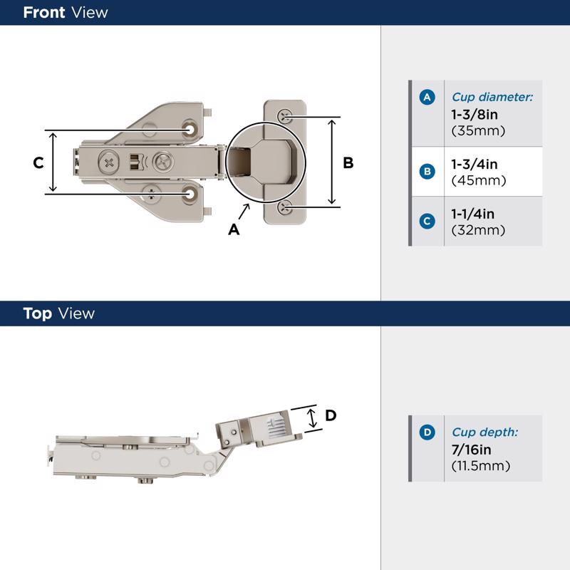 Amerock 2-7/16 in. W X 4-1/2 in. L Steel Cabinet Hinge 2 pk