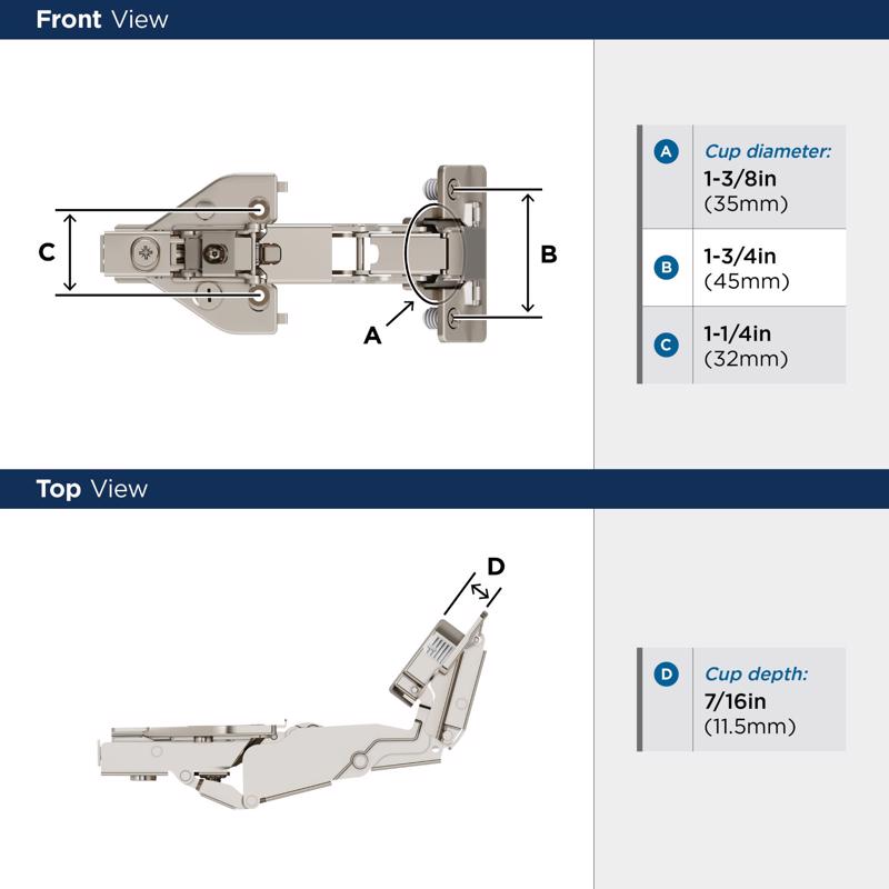 Amerock 5-5/8 in. W X 2-9/16 in. L Steel Cabinet Hinge 1 pk