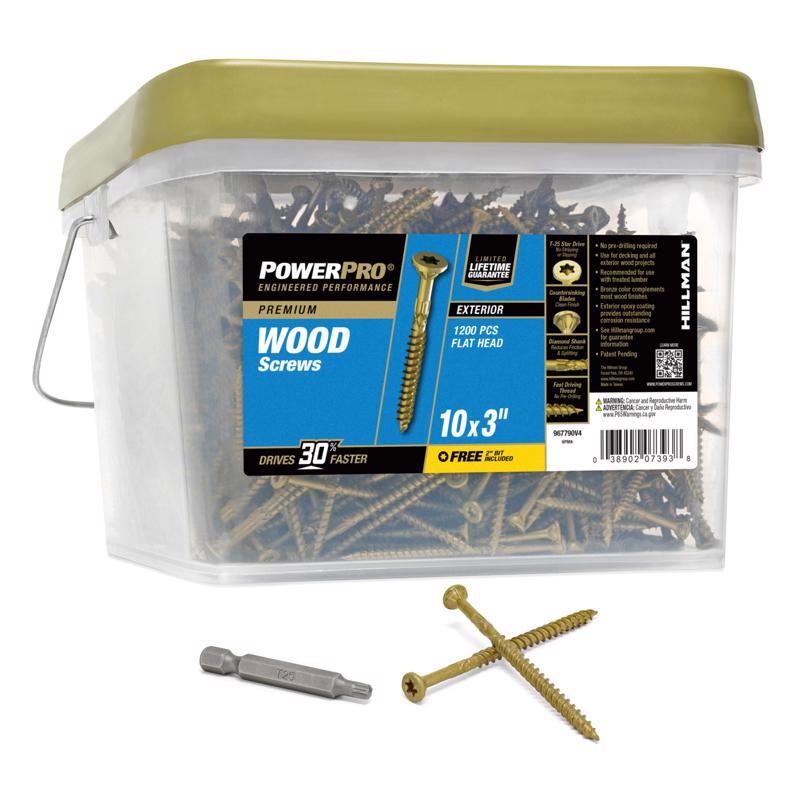 Power Pro No. 10 Ga. X 3 in. L Bronze Star Flat Head Deck Screws