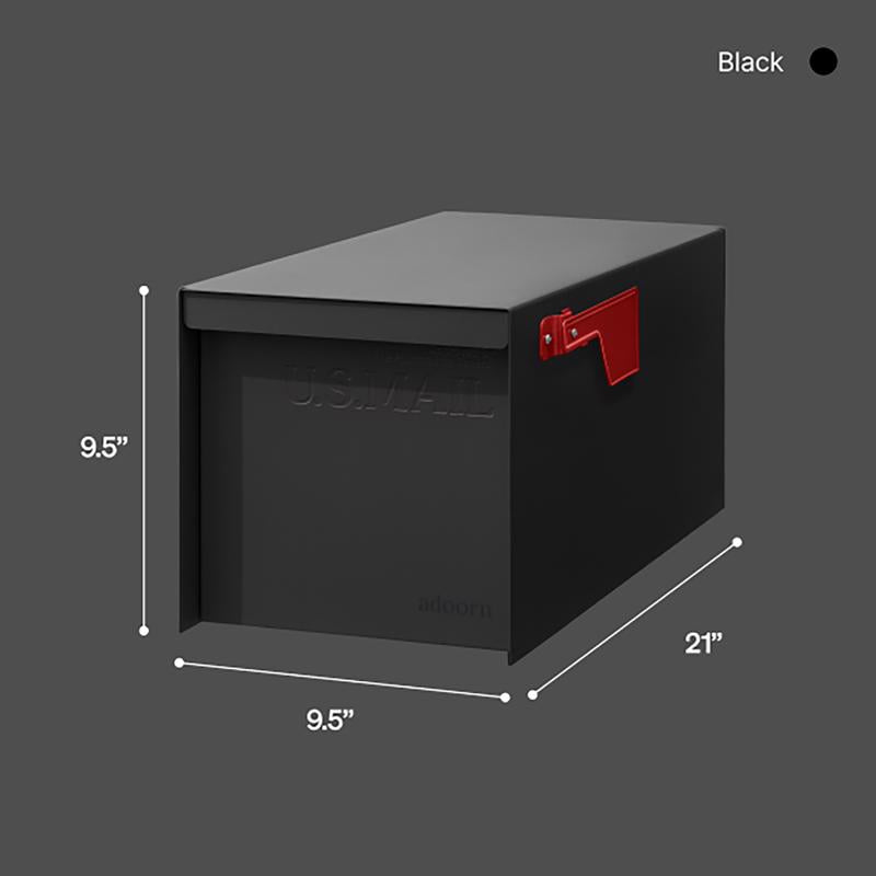 Adoorn No Lock Galvanized Steel Post Mount Black Mailbox