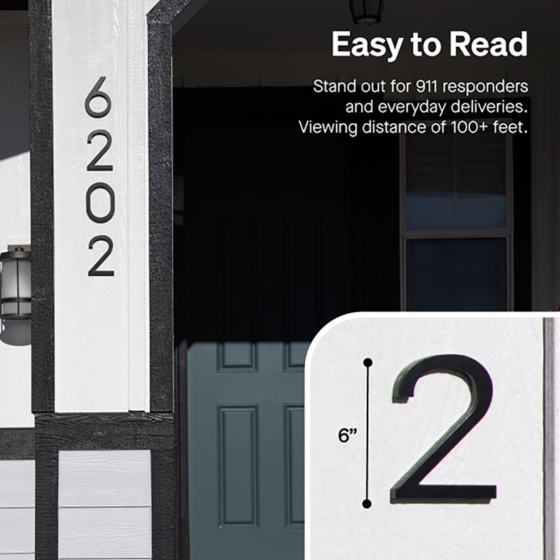 Adoorn 6 in. Black Aluminum Screw-On House Number 2 1 pc