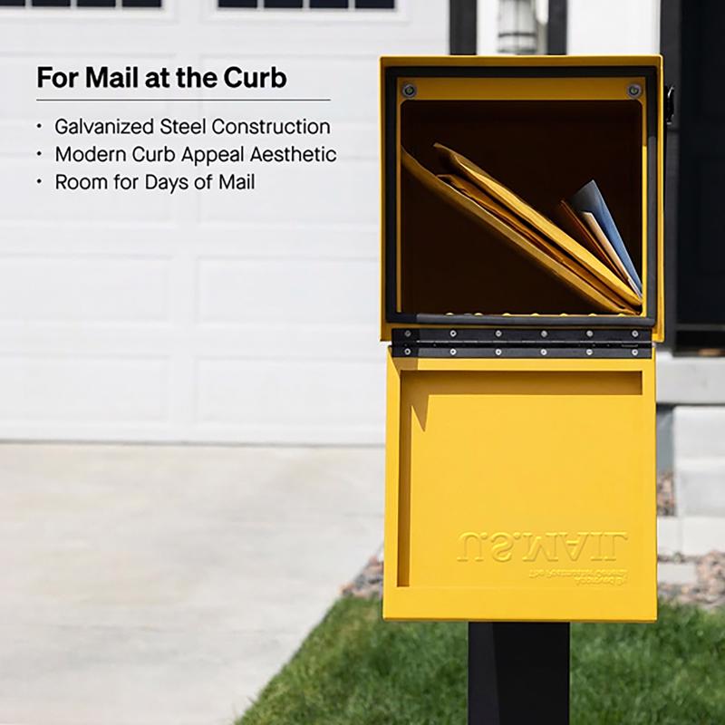 Adoorn Galvanized Steel Post Mount Curb Yellow Mailbox