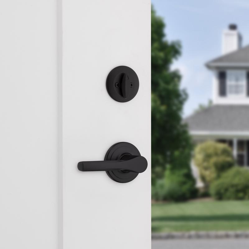 Kwikset Henley Matte Black Entry Handleset 1.75 in.