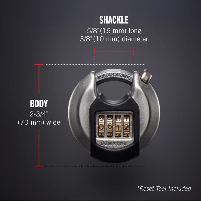 Magnum 2-3/4 in. W Stainless Steel 4-Pin Cylinder Shrouded Padlock